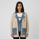Chaqueta de punto con solapa denim