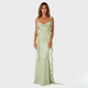 Vestido largo drapeado con volantes