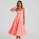 Vestido midi de cintura fruncida