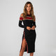 Vestido midi de punto con hombros abiertos
