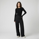 Pantalón cruzado de pernera ancha | diseño asimétrico estructurado | caída amplia con presencia moderna