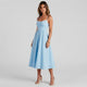 Vestido midi de cintura fruncida