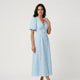 Vestido midi abotonado de escote en V