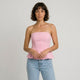 Top bandeau entallado con peplum