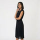 Vestido midi plisado con cinturón