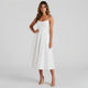Vestido midi de cintura fruncida